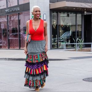 Vintage multi colored tiered skirt